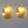 24k Gold Hoop Earrings, Extra Wide Thick Gold Hoops, Gift For Her