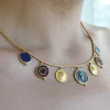 24k Gold Charm Necklace, Ancient Egypt Station Necklace, Disc Pendant Necklace, Handmade Jewelry