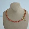 Coral Beaded 24K Gold Chain Necklace, Natural Gemstone Choker, Pure Solid Gold Jewelry, Luxury Gift For Her