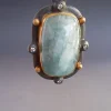 Aquamarine Pendant Necklace, 24K Gold Pendant, Handmade Jewelry