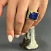 Lapis Lazuli Ring, 24k Gold Ring, Ancient Roman Ring, Handmade Jewelry, Blue Stone Ring