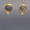 Athena Coin Earrings, 24K Gold Earrings, Ancient Greek Coin, RusticJewelry