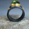 Green Tourmaline Ring, Oxidized Silver Ring, Ancient Roman Ring