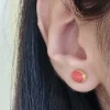 Natural Coral Earrings, 24K Gold Studs, Coral Stud Earrings, Cute Gift For Her
