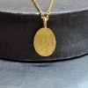 24K Gold Pendant Necklace, Solid Gold Disc Pendant, Rustic Jewelry
