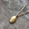 24K Gold Pendant Necklace, Pure Gold Marquise Pendant, Handmade Jewelry