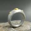 Hammered Silver Ring With Gold Discs, 24K Gold Ring, Rustic Jewelry