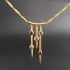 24k Gold Rustic Bar Pendant Necklace, Gold Rod Necklace, Tourmaline Necklace Pendant, Handmade Jewelry