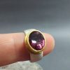 Pink Tourmaline Ring, 24K Gold Ring, Rustic Silver Ring, Handmade Jewelry