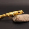 24K Pure Gold Bracelet, Open Cuff Gold Bracelet, Natural Gemstone Decorated Bracelet, Handmade Jewelry