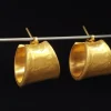 24K Hammered Gold Hoop Earrings, Solid Gold Wide Hoops, Gift For Her