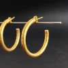 24K Pure Gold Hoop Earrings, Hammered Gold Hoops, Rustic Jewelry