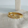 Multi Strand 24K Gold Bracelet, Multi Gemstone Hinged Bangle, Handmade Jewelry