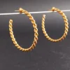 24K Gold Twisted Hoop Earrings, Pure Gold Hoops, Handmade Jewelry