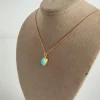 Turquoise Gold Necklace Pendant, 24K Gold Pendant Necklace, Cute Pendant, Dainty Pendant, Handmade Jewelry