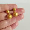 24K Gold Ball Dangle Earrings, Hammered Sphere Drop Studs, Handmade Gift For Her
