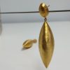24K Gold Long Dangle Earrings, Large Drop Earrings, Hammered Gold Earrings, Rustic Jewelry