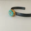 Persian Turquoise And Gold Bracelet, Oxidized Silver Cuff Bracelet, Diamond Decorated Turquoise Bracelet, Handmade Jewelry