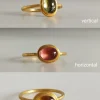 24K Solid Gold Ring With Natural Cabochon Yellow Tourmaline, Hammered Texture Cute Rustic Jewelry, Luxury Gift For Her
