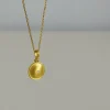 24K Pure Solid Gold Disc Charm Necklace, Gold Diamond Pendant, Simple Stackable Necklace For Women, Dainty Bridal Gift, Everyday Jewelry
